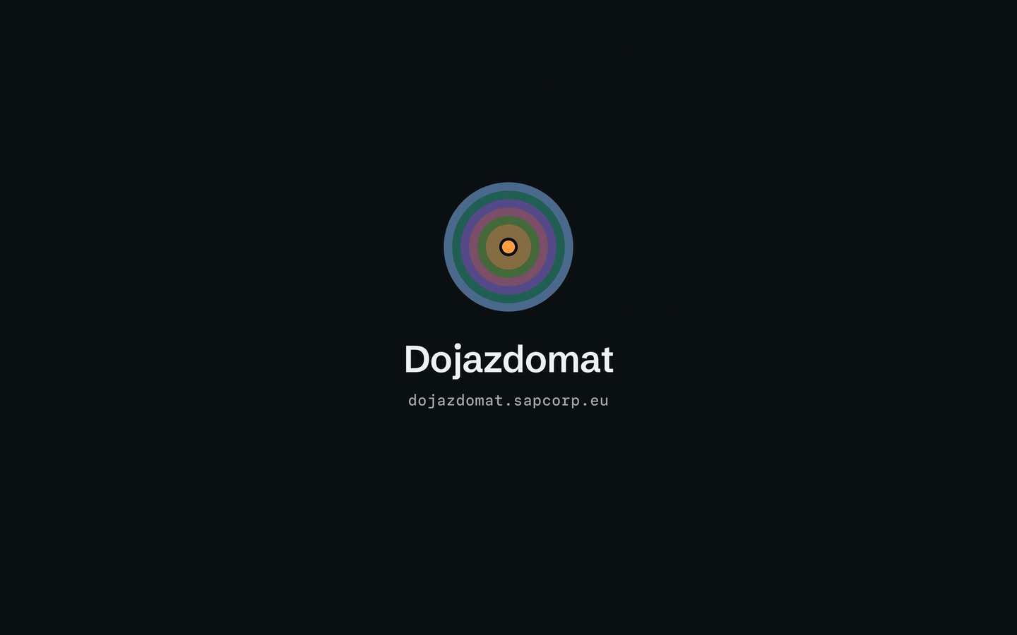 Dojazdomat: logo, rozchodzące się pierścienie dojazdu
