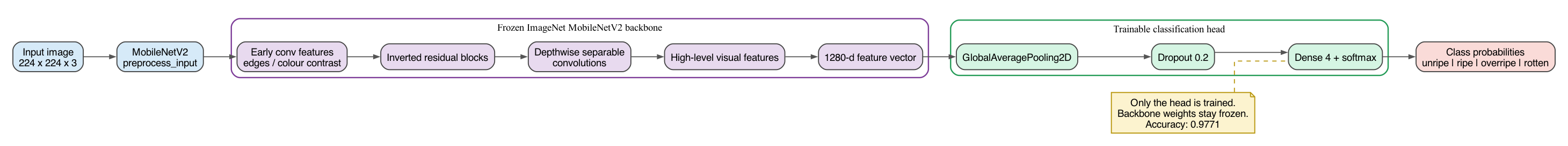 Frozen MobileNetV2 benchmark architecture