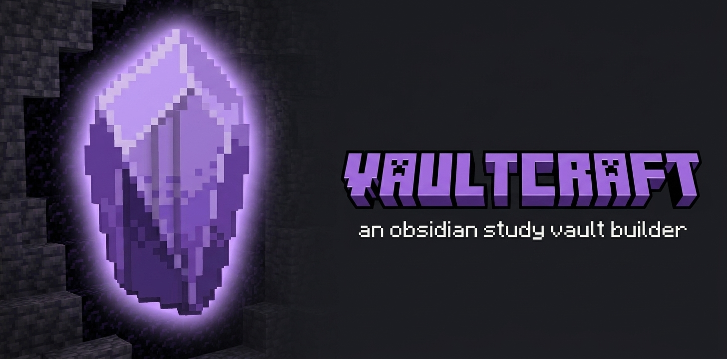 vaultcraft banner: a glowing obsidian crystal
